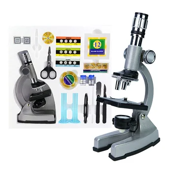 Монокулярный Биологический Микроскоп с подсветкой 1200X Подарок Для Начинающих Детей, Обучающая игрушка для студентов, Подарочный Микроскоп Металлический