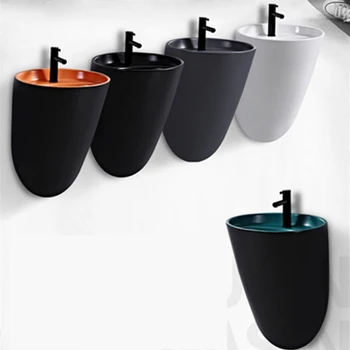 2021 новый дизайн ванной комнаты матовый цвет настенный умывальник цена керамический настенный умывальник черного цвета