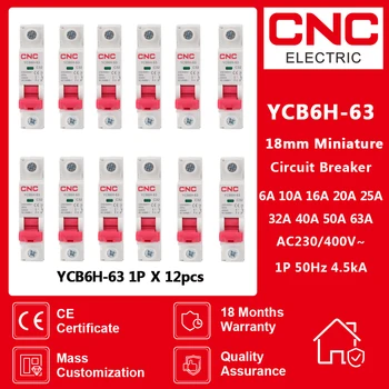 CNC 12pcs 1P MCB Миниатюрный Автоматический выключатель на Din-рейке с отключающей способностью 6A/10A/16A/20A/25A/32A/40A/50A/63A