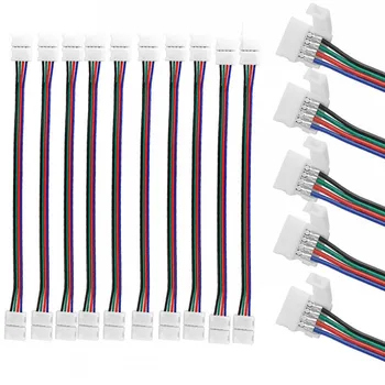 5ШТ 4-контактный 10-миллиметровый RGB led Разъем-адаптер с двойными беспаянными зажимами для провода и кабеля
