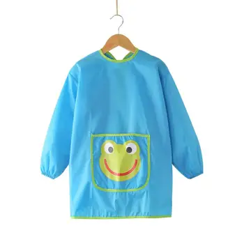 Художественный халат, Детский фартук с рисунком лягушки, Многоразовые водонепроницаемые халатики для девочек-малышей с длинным рукавом и большим