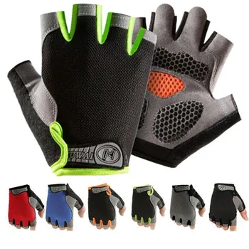 Нескользящие перчатки на половину пальца, мотоциклетные перчатки, эластичные противоударные перчатки для велотренажера, дышащие перчатки для езды на велосипеде для мужчин и женщин